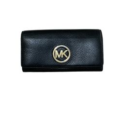 MICHAEL Micheal Kors Black Fulton Carryall Leather Bifold Buttoned Wallet