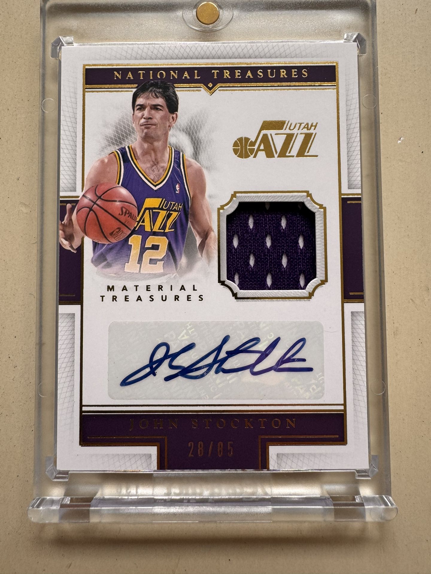 2015 National Treasures John Stockton Patch Auto /85 #MTS-JS Game Worn Utah Jazz