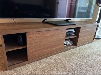 Mainstays Westley sliding door tv stand in walnut finish