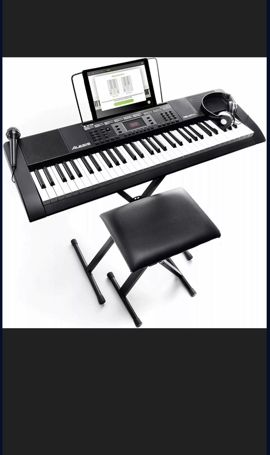 Alesis Melody 61 MKII | 61 Key Portable Keyboard with Built In Speakers, Headphones, Stand
