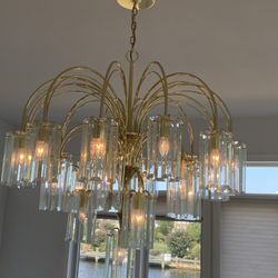 Beautiful Brass And Crystal Chandelier 