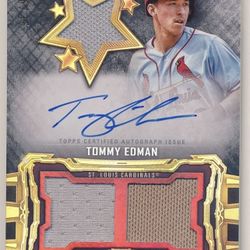 TOMMY EDMAN /35 SIGNED 2020 TOPPS TRIPLE THREADS RC PATCH DODGERS BASEBALL CARD