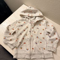 Cat jack 6 7 girls fleece lined zipper hoodie rainbows