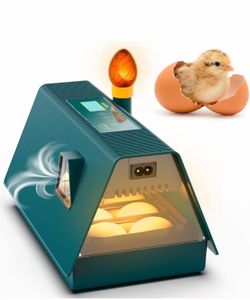 M10 Incubator For Hatching Eggs - Ideal For All Ages - Automatic Turner And Humidity Control - Integrated Candler - 10 Eggs - Green & Yellow