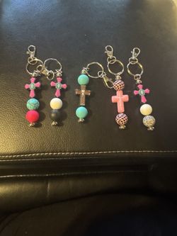 Beaded Cross Keychains – Western Rustic Faith Keychains – Choose Style