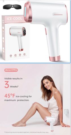 Ubroo IPL Laser Hair Removal Device, 21J Energy, 96% Hair Reduction, 41°F Ice Cooling for Women & Men, Face Bikini Underarm, Safe & Painless, At-Home 
