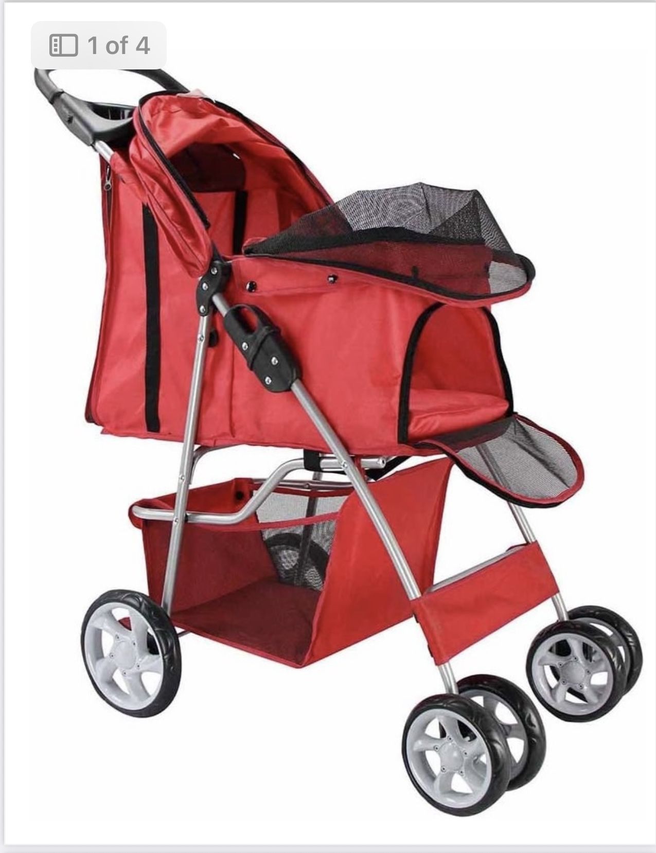 Pet Stroller With Multiple Windows For Breathability