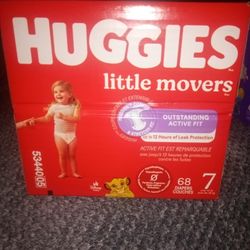 HUGGIES LITTLE MOVERS SIZE 7.  68 COUNT