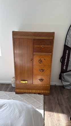 Vintage Art Deco Wood Armoire