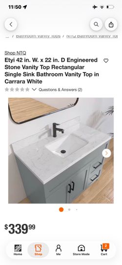 NTQ Etyi 42in Engineered Stone Vanity Top Carrara White