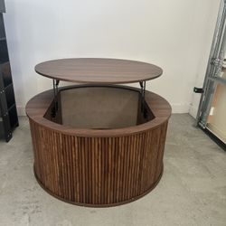New , Assembled Round Coffee Table with Storage, 31.5" Lift Top Coffee Table