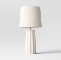 24.75"x13" Ribbed Ceramic Table Lamp Cream - Threshold™: Bedside, Nightstand, No Assembly Required