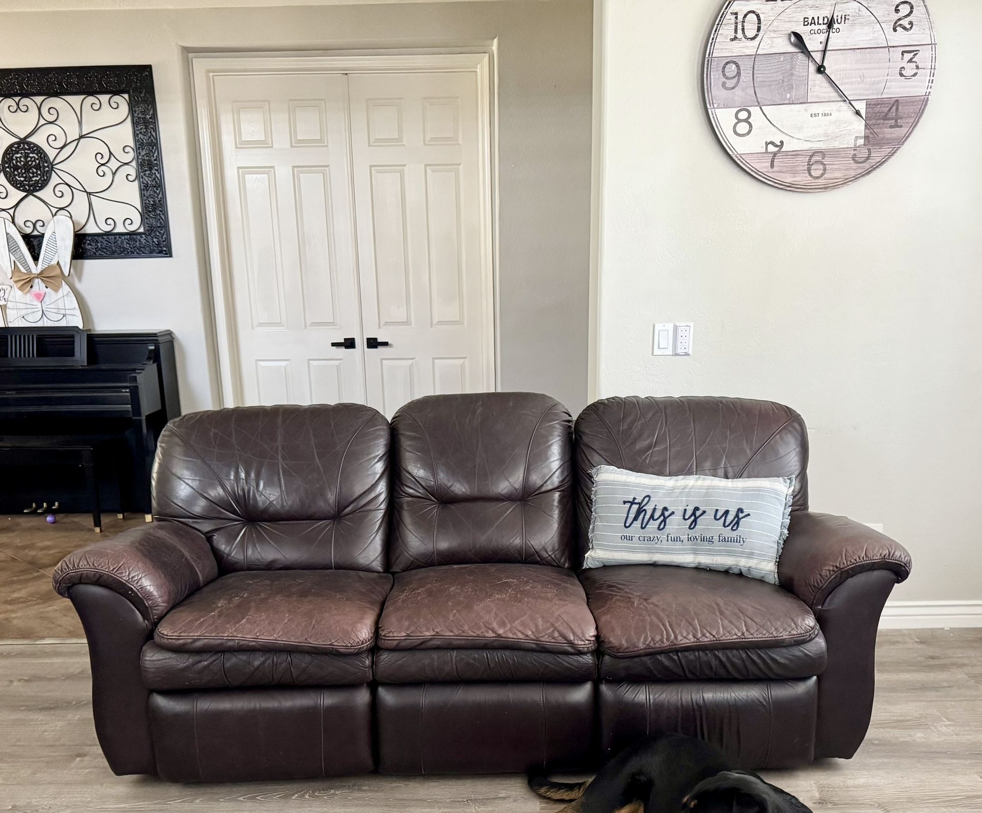 Brown Reclining Leather Sofa