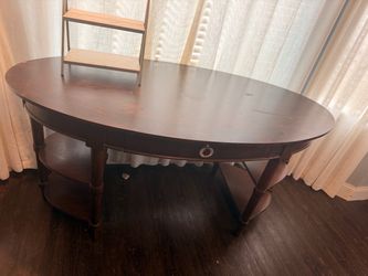 Oval Wood Console Table with Drawer