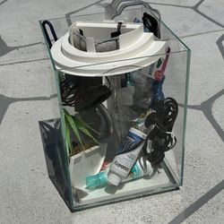 Small Fish Tank And Gear, Filter, Net, Rocks, Heater, Fish Food And More. 