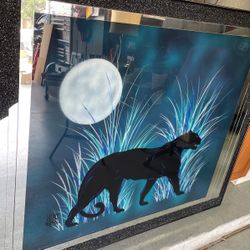 90’s Laurel Art Deco Black Panther Wall Hanging Art Work