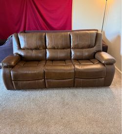 Brown Leather Reclining Sofa,livingroom furniture,same day delivery,no credit needed,