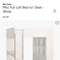 Milo Full Loft Bed With Desk