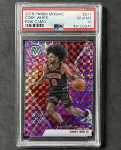 2019-20 Panini Mosaic Coby White RC #211 Pink Camo Prizm Rookie Bulls PSA 10