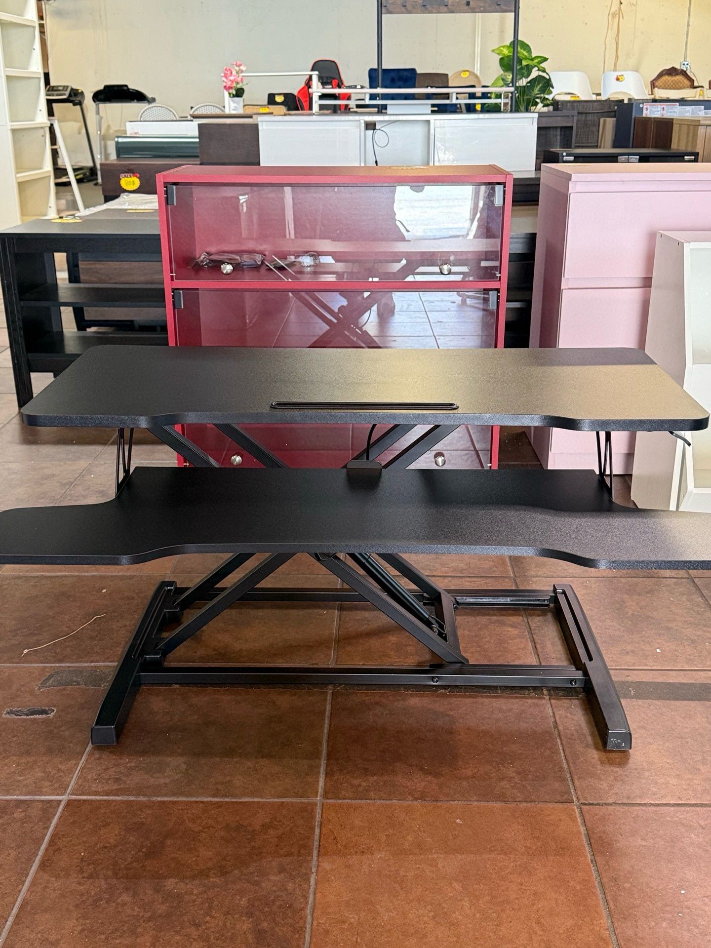 🔥Special Discount 🔥35 inch Standing Desk Converter, Height Adjustable Desktop Standing Desk with Keyboard Tray for Two Monitors, Sit to Stand up Des
