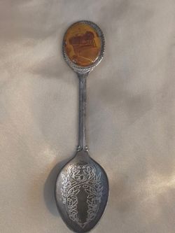 Vintage Souvenir Collector Spoon with Scene Medallion
