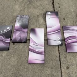 Beautiful 5 Piece Purple Wall Art 