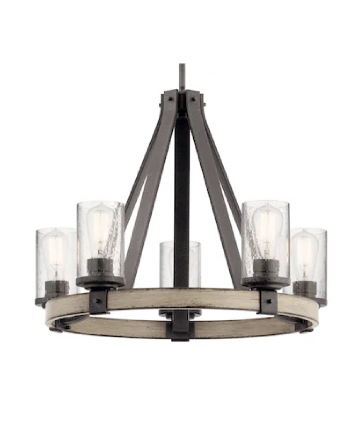 Kichler Barrington 5 Light Anvil Iron and Distressed Antique Grey Rustic Chandelier