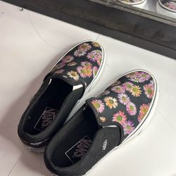 VANS Slip On Shoes With Sunflower Design