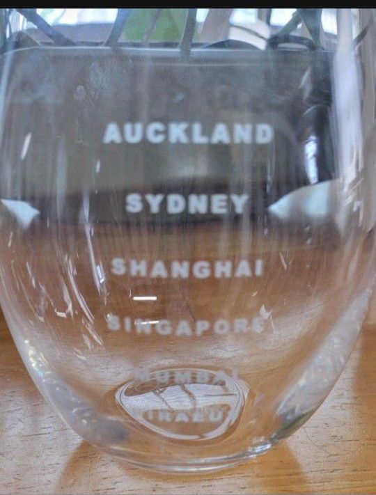Set Of Four Travel Souvenir Crystal Wine Glasses
