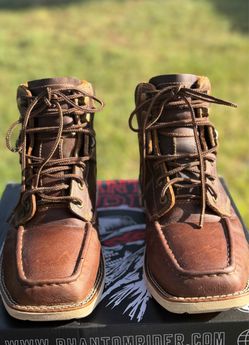 Brown Leather Moc Toe Work Boots