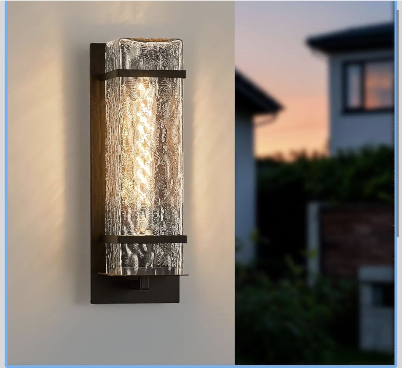 Black Outdoor Wall Light 13.4” | Waterproof Porch Lantern E26