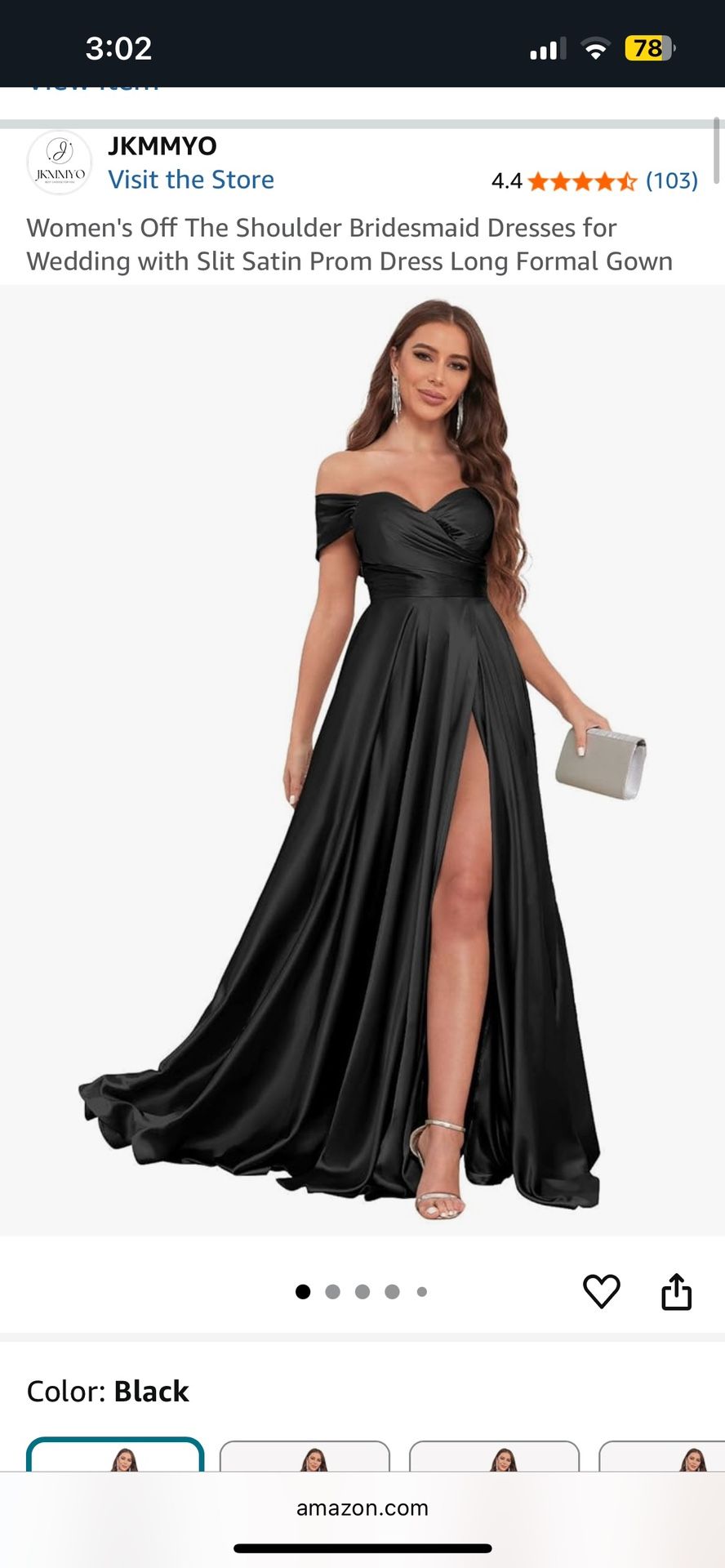 Black Satin Bridesmaid Dress