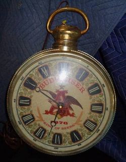 Beer Sign - Old Budweiser Pocket Watch Wall Clock