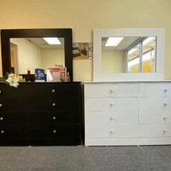 Dresser 8 Drawers With Mirror Compress Wood