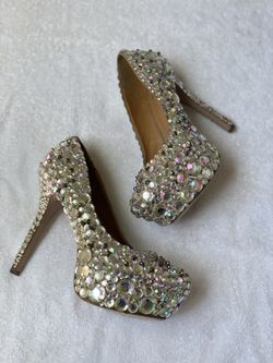 Crystal beaded handmade heels size 9