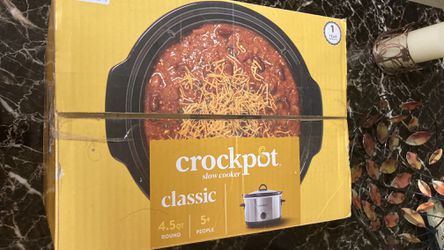 NEW-Crock pot Classic Stainless 4.5 qt slow Cooker  Thumbnail