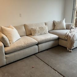 Elyza Linen 3pc Sectional Sofa w/ RAF Corner Chaise (delivery available)