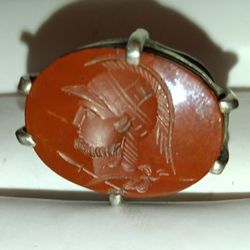 Carved Cameo Warrior Carnelian Ring 
