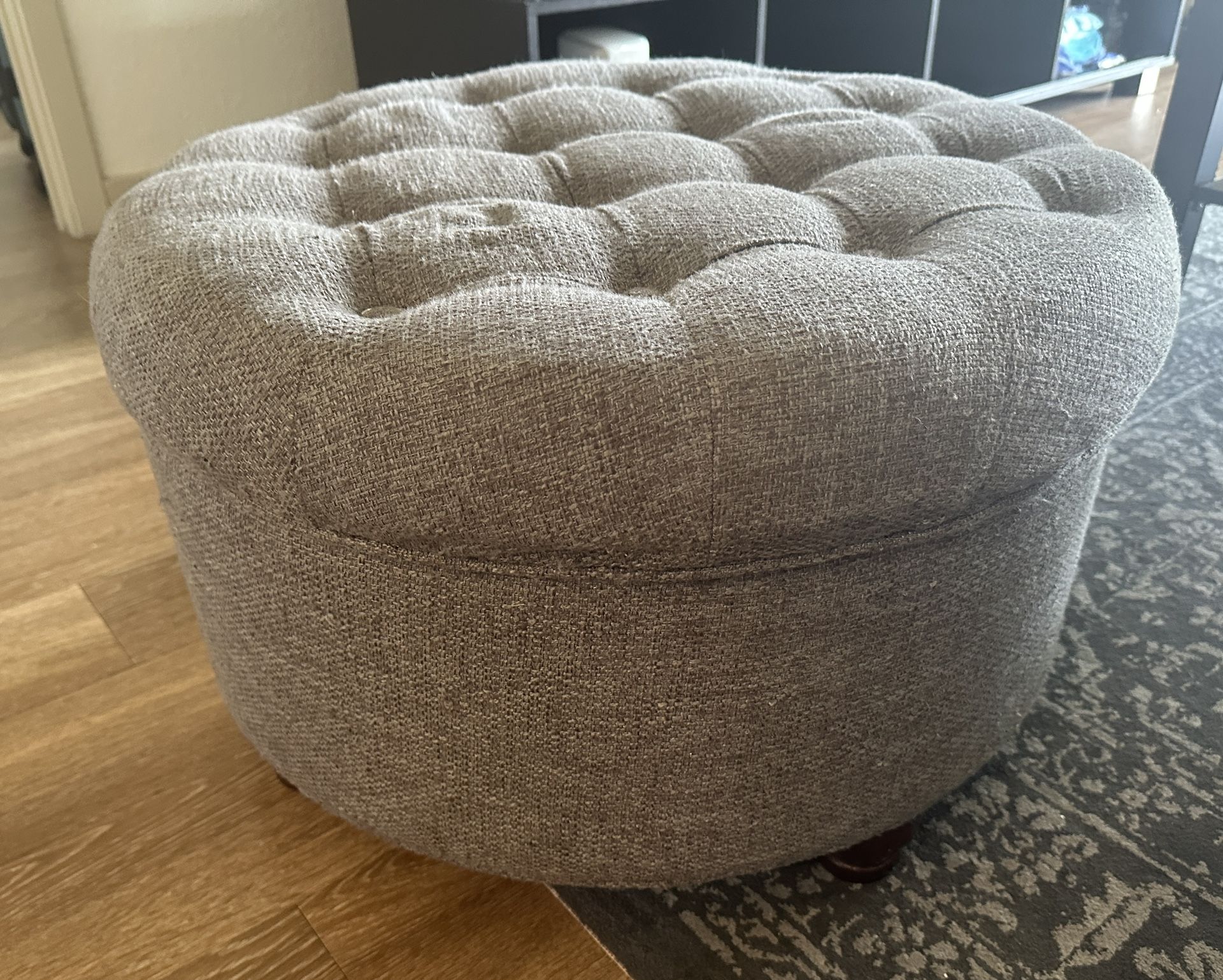 Gray Ottoman/Footstool With Removable Lid & Storage