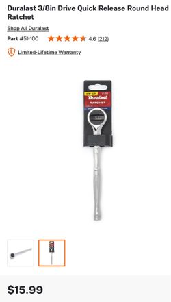 DURALAST 3/8 drive Quick Relese Round Head RATCHET