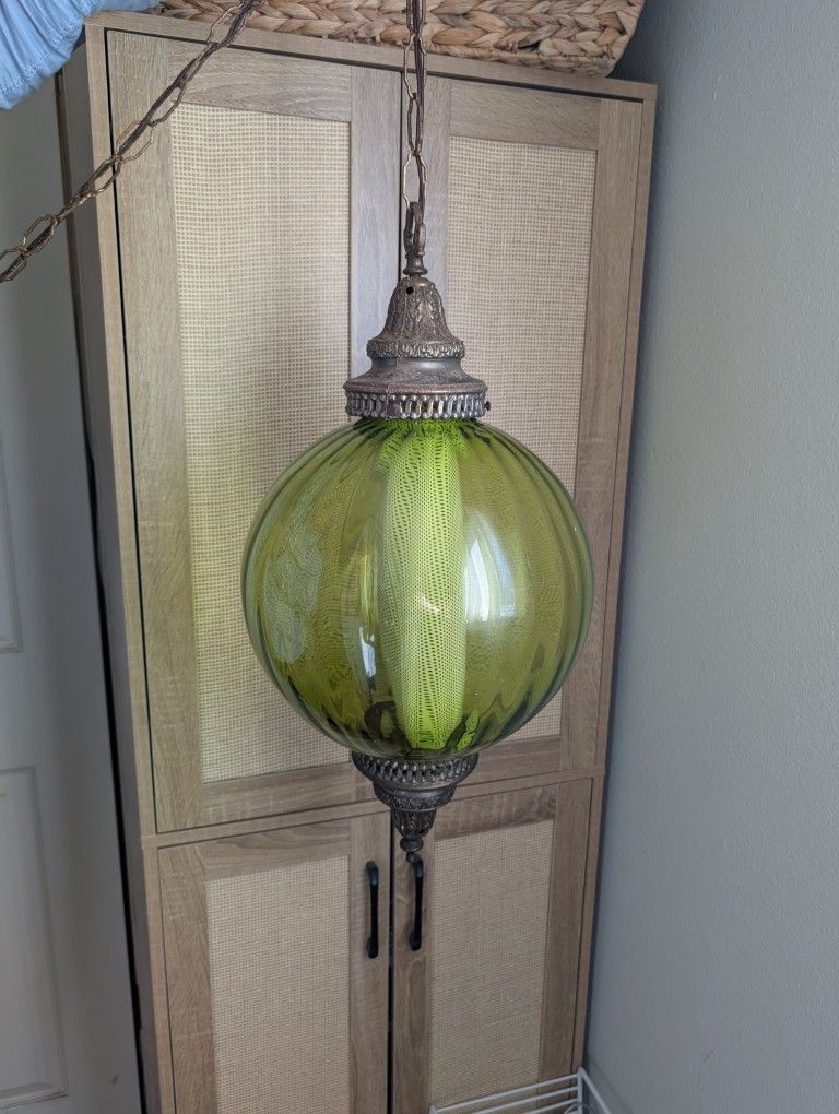 Vintage Green Swag Lamp