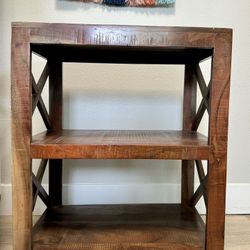 3-tier Storage Shelf  Stained Wood With White Tray 