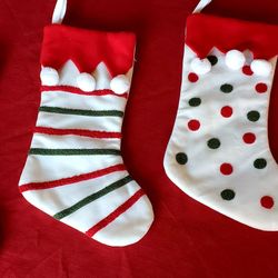 Pom Pom Large Stocking Set 11in x 17in (Red White & Green) $25 for All