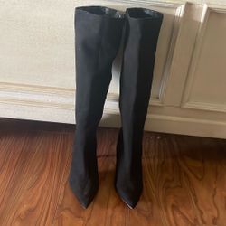 Black Suede  Knee High  Boots 