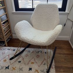 Boucle Rocking Chair With Gold Metal Legs 