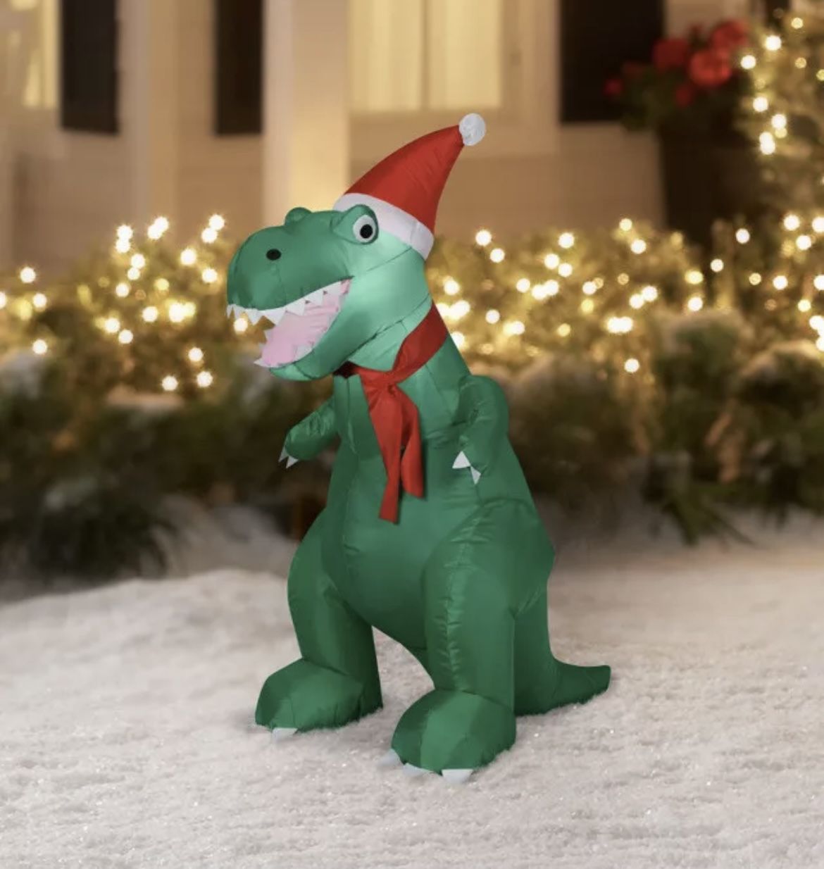 Gemmy Christmas Airblown Inflatable T Rex, 3.5 ft Tall, green Dinosaur