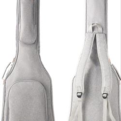 Bass Guitar Bag, 8mm Padded Gig Bag Backpack, Soft Gray Bass Case, Ample Storage, Professional Design by US-Based Musicians, Durable and Lightweight, 