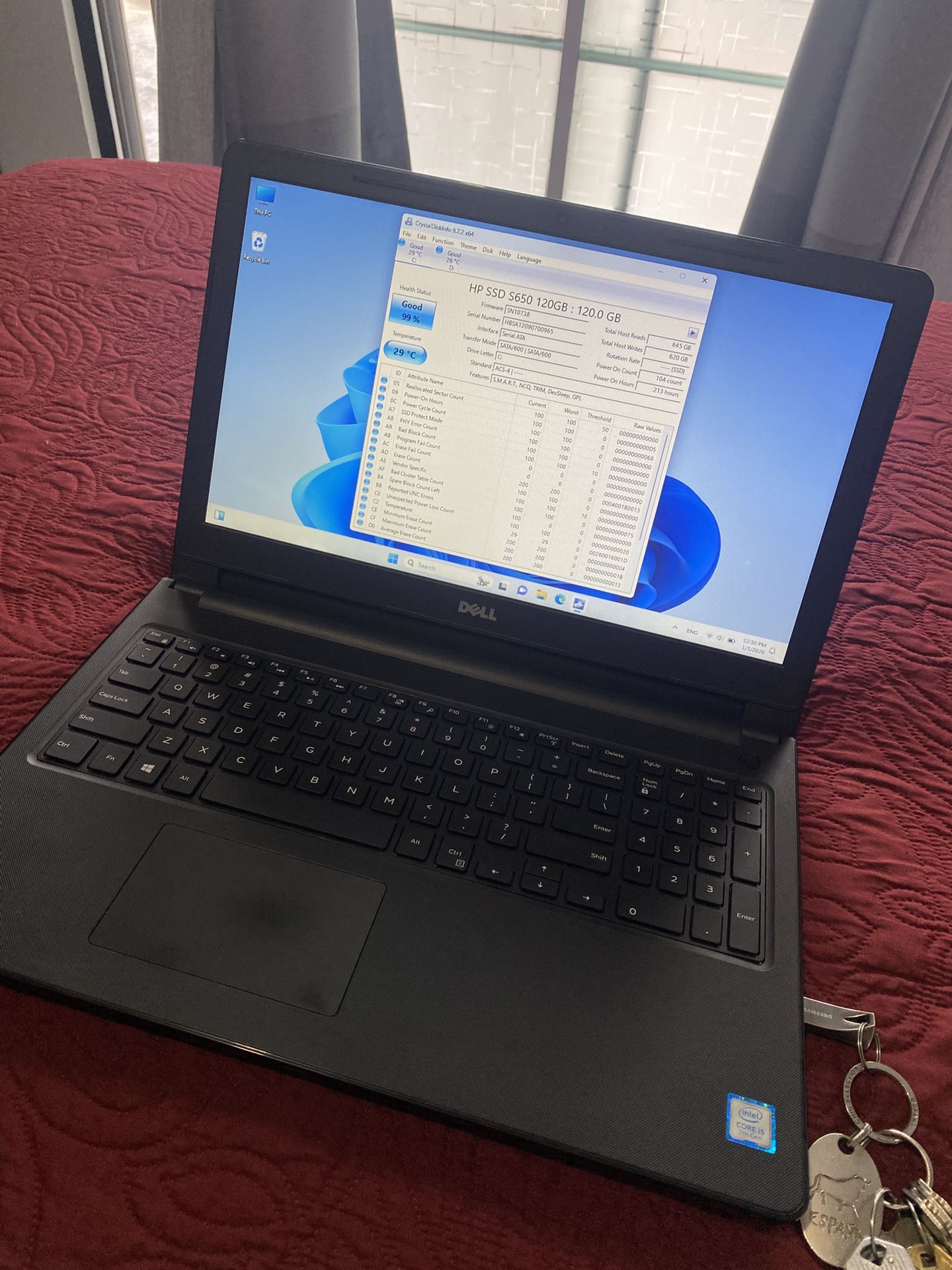 DJ Laptop: Dell Inspiron 15.6” Touch, i5 2.5ghz 7ma Gen, 8gb Ram, Ssd128gb + Hdd1tb, Formateada Win11 + Office2021