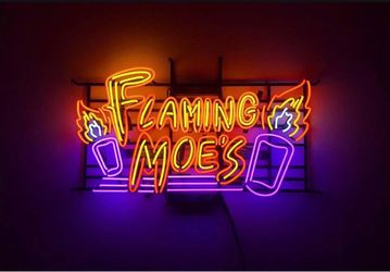 Flaming Moes Real Neon Sign (HUGE - 30” x 18”)