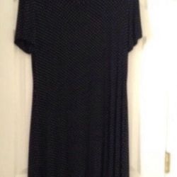 Size Large- Black Dress with Tiny White Polkadots-